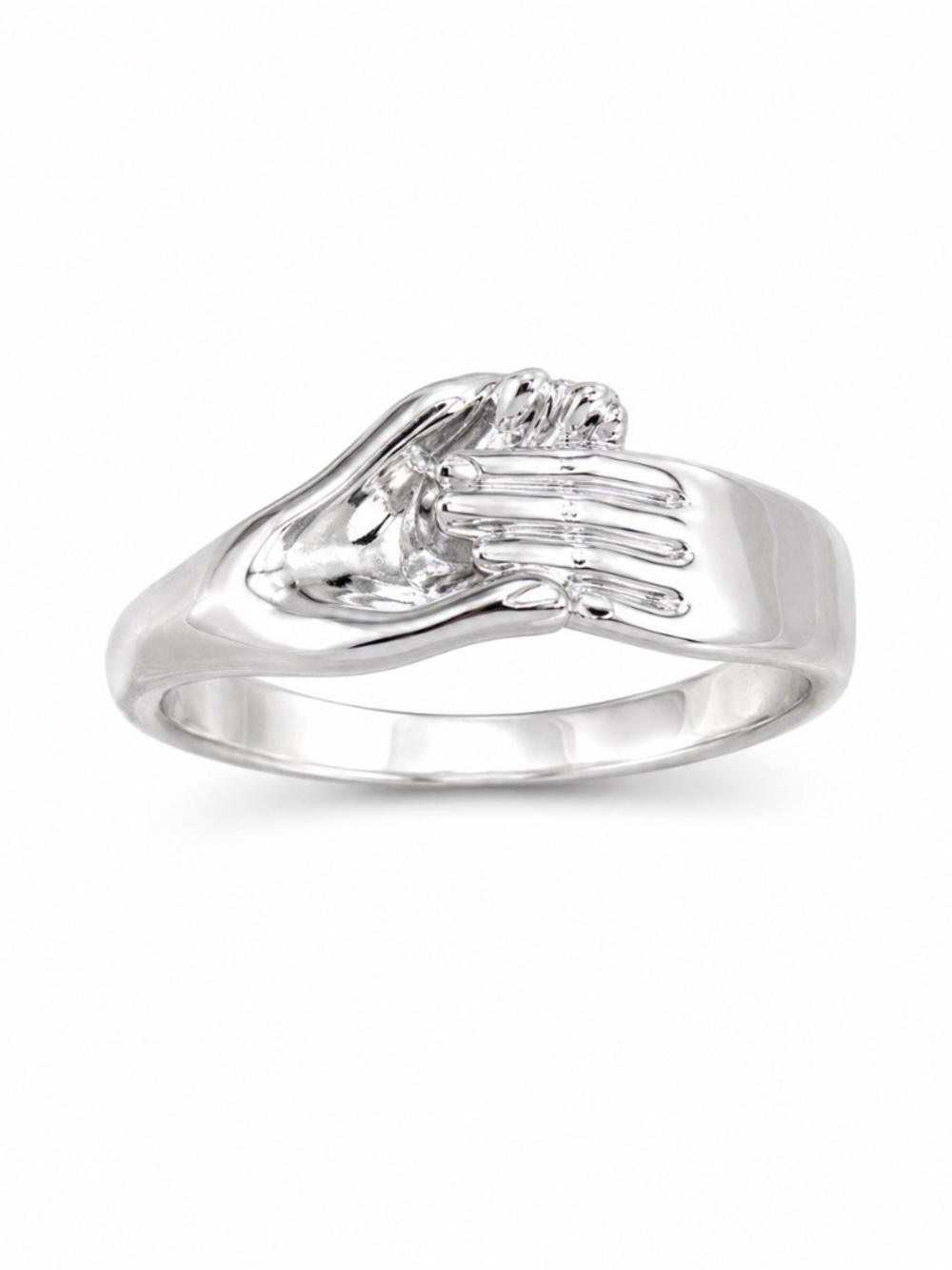NWT Silver-Tone Sculptural Hands Ring – Size 6.5